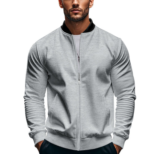 Herren sportliche Jacke mit hohem Kragen und seitlichen Eingrifftaschen
