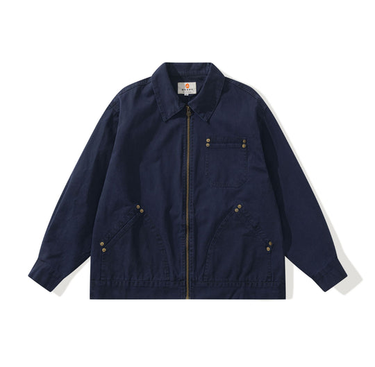 Unisex Boxy-Workerjacke aus robustem Twill mit Metallreißverschluss und Multitaschen Nord Taschen