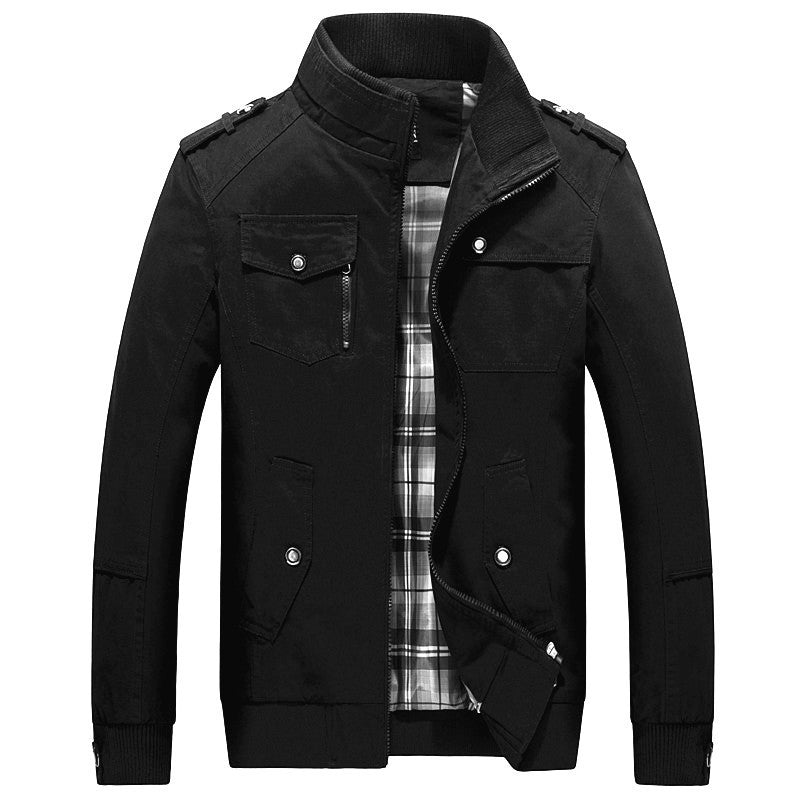 Herren  leichte Canvas-Fieldjacke mit gesteppter Innenfütterung, Schulterklappen und kontrastierendem Rippbund Nord Taschen