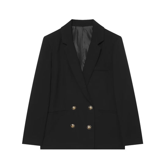 Damen Zweireihiger Oversize‑Blazer mit goldenen Zierknöpfen Nord Taschen
