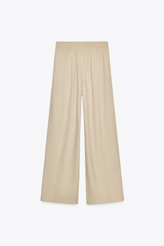 Damen Weiche Jersey-Palazzohose mit elastischem Bund und weitem Bein Nord Taschen