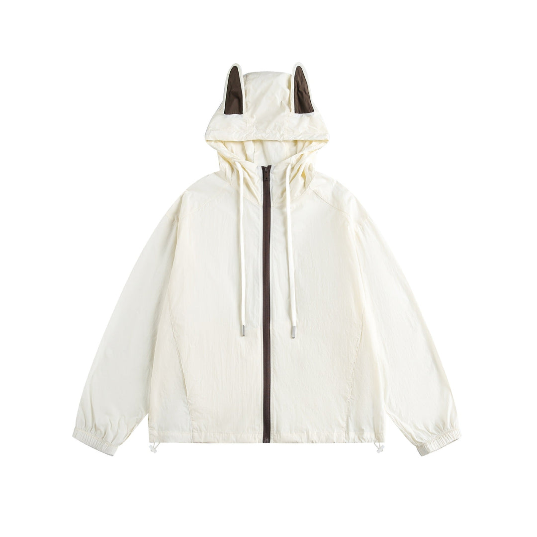 Damen Leichter Kapuzen-Anorak mit Ohrenapplikation und Tunnelzug Nord Taschen