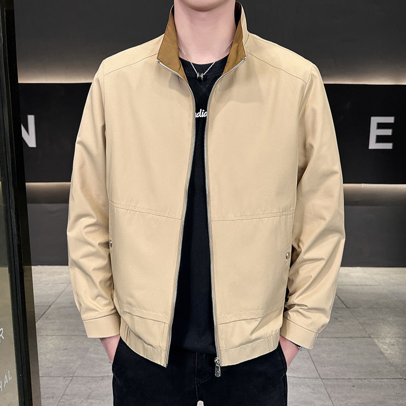 Herren Minimalistische City-Zipjacke aus Mikrofaser mit Stehkragen, verdeckten Taschen und elastischem Saum Nord Taschen