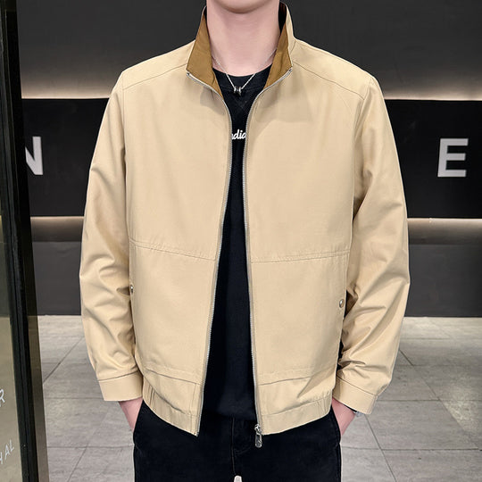 Herren Minimalistische City-Zipjacke aus Mikrofaser mit Stehkragen, verdeckten Taschen und elastischem Saum Nord Taschen