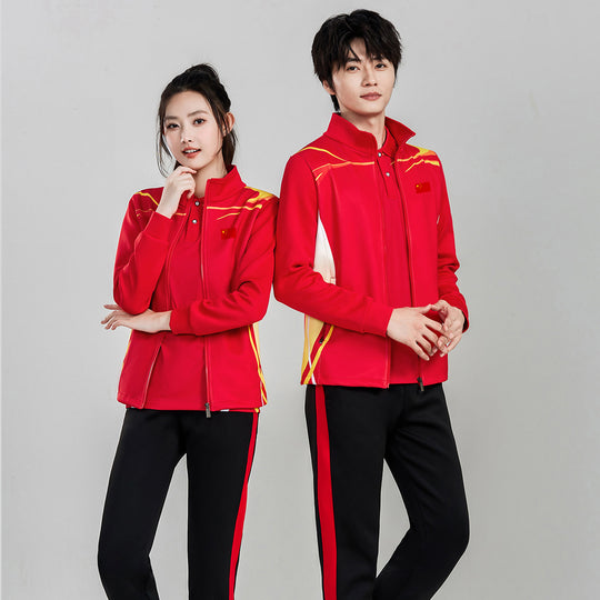 Unisex Team-Trainingsjacke mit Reißverschluss, Stehkragen und Flaggenpatch Nord Taschen