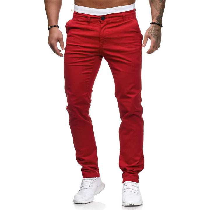 Herren schmal geschnittene Baumwollstretch-Chino mit mittlerer Leibhöhe und Komfortbund Nord Taschen