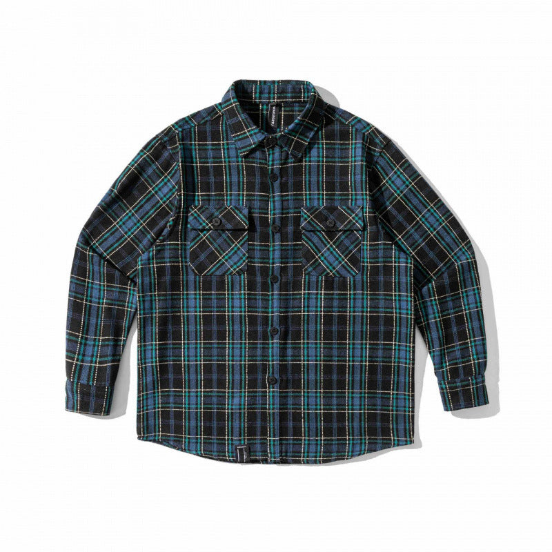 Unisex Kariertes Overshirt im Boxy-Workwear-Stil mit aufgesetzten Pattentaschen und Hemdkragen Nord Taschen