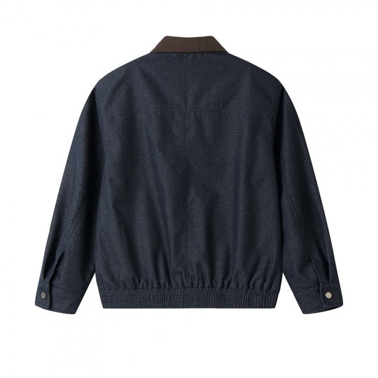 Herren Kurzblouson aus Canvas mit Cordkragen, Brustreißverschluss und elastischem Saum Nord Taschen