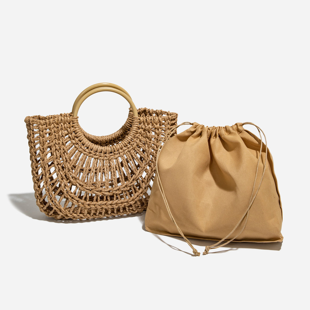 Damen strukturiertes Geflecht Hobo-Tasche mit Rundgriff Nord Taschen