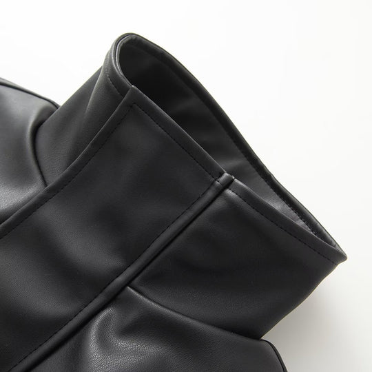 Damen Gekürzte Kunstleder-Jacke mit Stehkragen und taillierten Teilungsnähten Nord Taschen