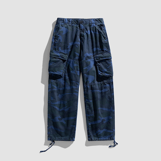 Herren Camouflage-Cargo-Hose im Loose-Fit mit Multifachtaschen, Tunnelzug und verstellbaren Beinabschlüssen Nord Taschen