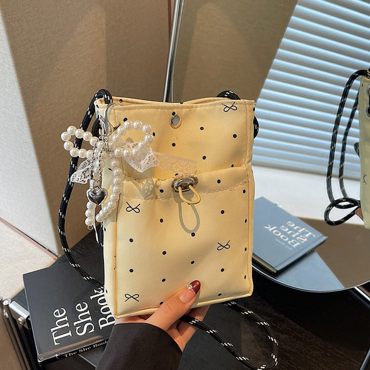 Damen praktische Mini-Umhängetasche mit Kordelzug Nord Taschen