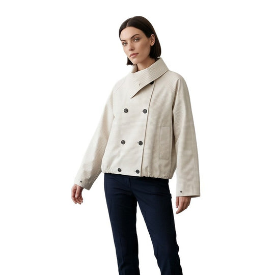 Damen Kurze Doppelreiher-Blousonjacke mit Wickelkragen und Raglanärmeln Nord Taschen