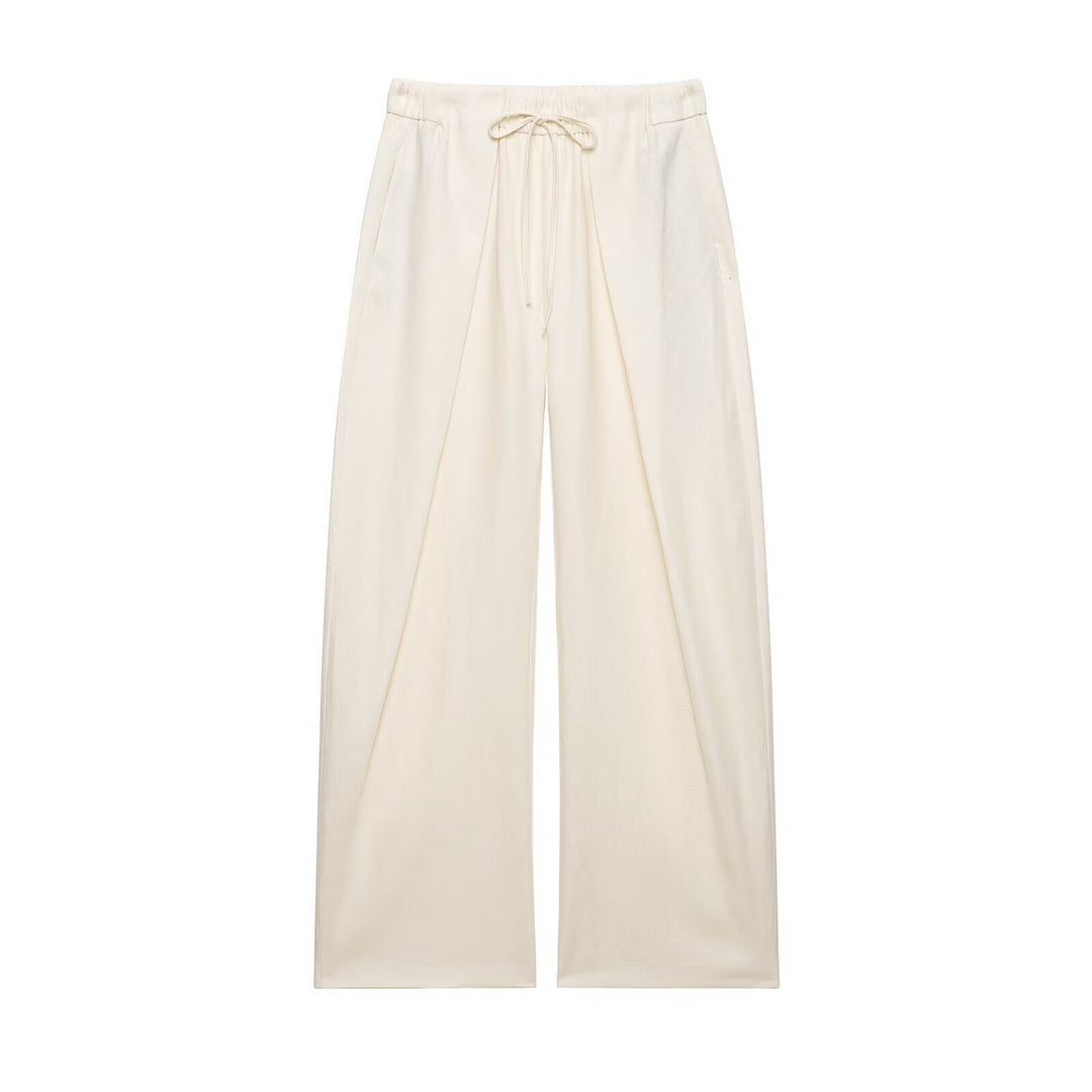 Damen Kurzblazer mit Stehkragen und weite Palazzo-Hose mit Kordelzug Nord Taschen
