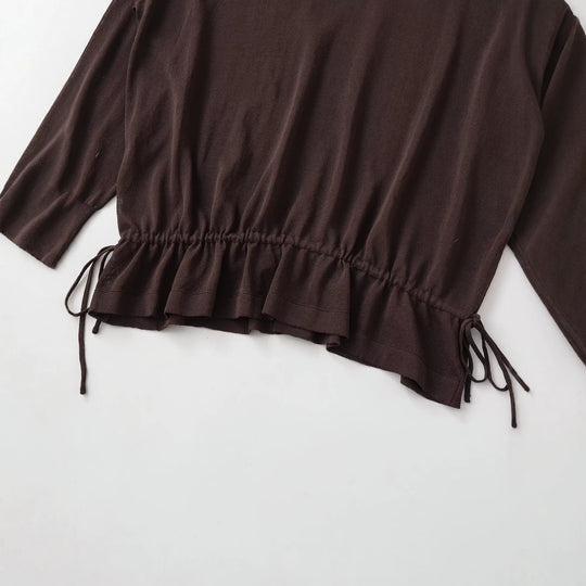 Damen Oversize-Pullover mit Polokragen, V-Ausschnitt und Tunnelzug Nord Taschen