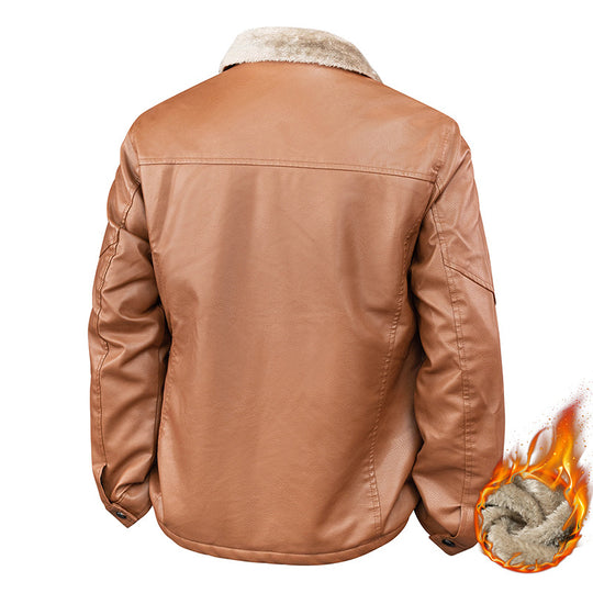 Herren Aviator-Bomberjacke in Nappa-Optik mit Teddy-Innenfutter und Reißverschlusstaschen Nord Taschen
