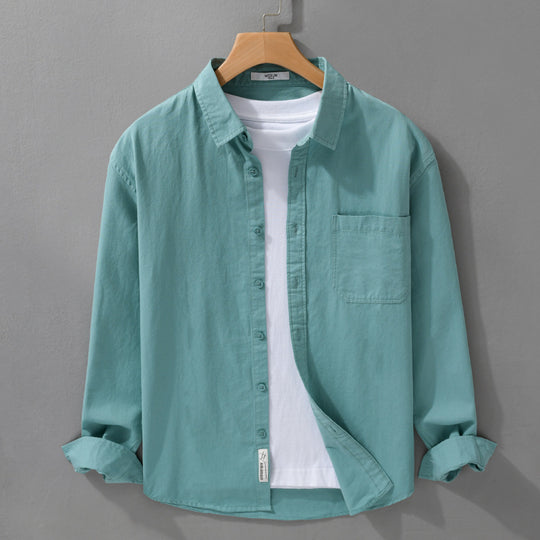 Herren Hemdjacken-Overshirt aus softem Baumwoll-Twill mit Relaxed-Fit und aufgesetzter Brusttasche Nord Taschen