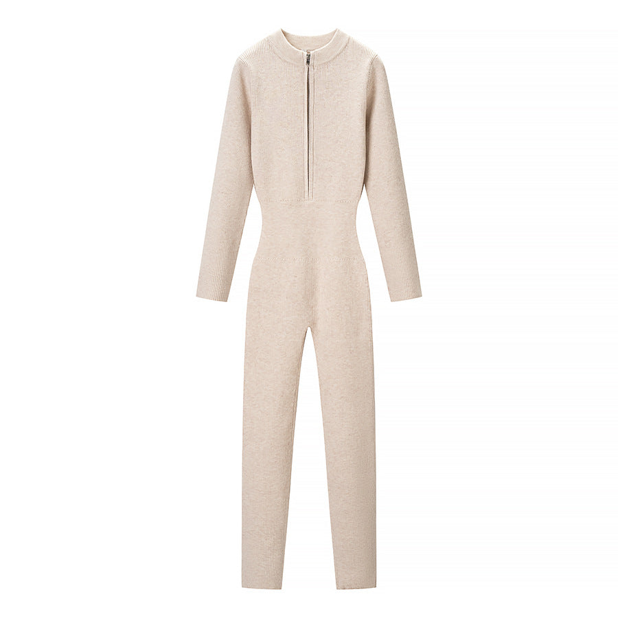 Damen Enganliegender Thermo-Strickanzug mit Reißverschluss und Stehkragen Nord Taschen