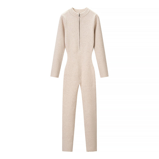 Damen Enganliegender Thermo-Strickanzug mit Reißverschluss und Stehkragen Nord Taschen