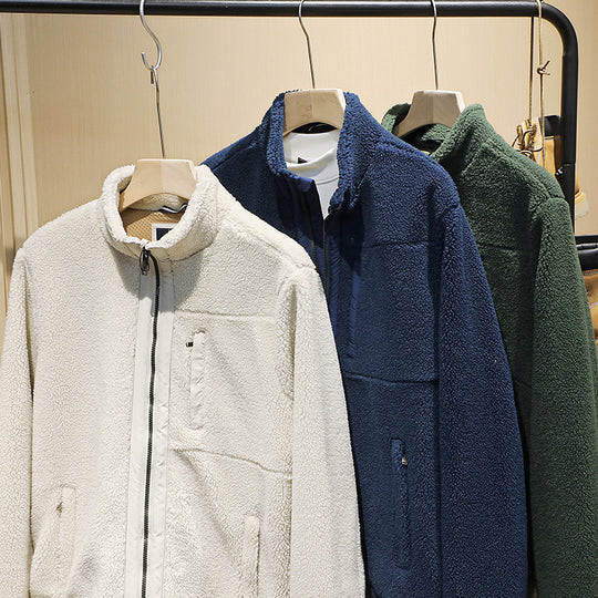 Herren Teddy-Fleecejacke mit Stehkragen, durchgehendem Reißverschluss und Brusttasche Nord Taschen