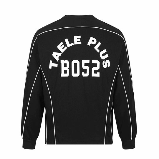Herren Retro-inspiriertes Langarm-Fußballtrikot mit V-Ausschnitt und Kontrastpaspeln Nord Taschen