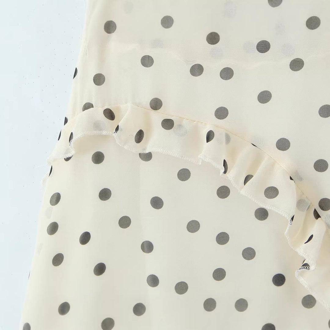 Damen Wickel-Midirock aus Chiffon mit Volants und Pünktchen-Design Nord Taschen