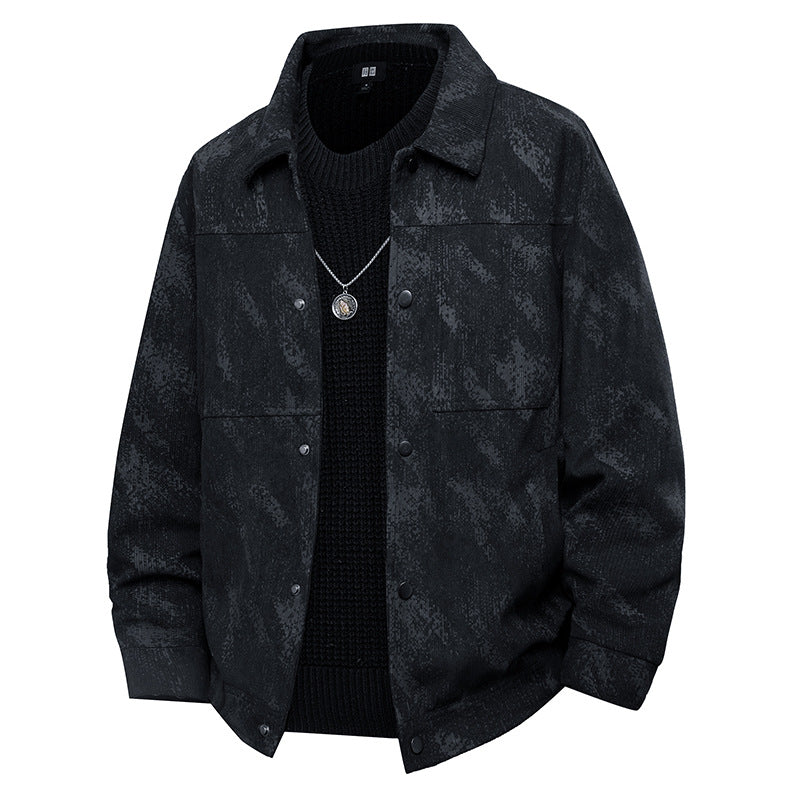 Herren Leichte Overshirt-Jacke mit dezenter Reptilprägung und Druckknopfverschluss Nord Taschen