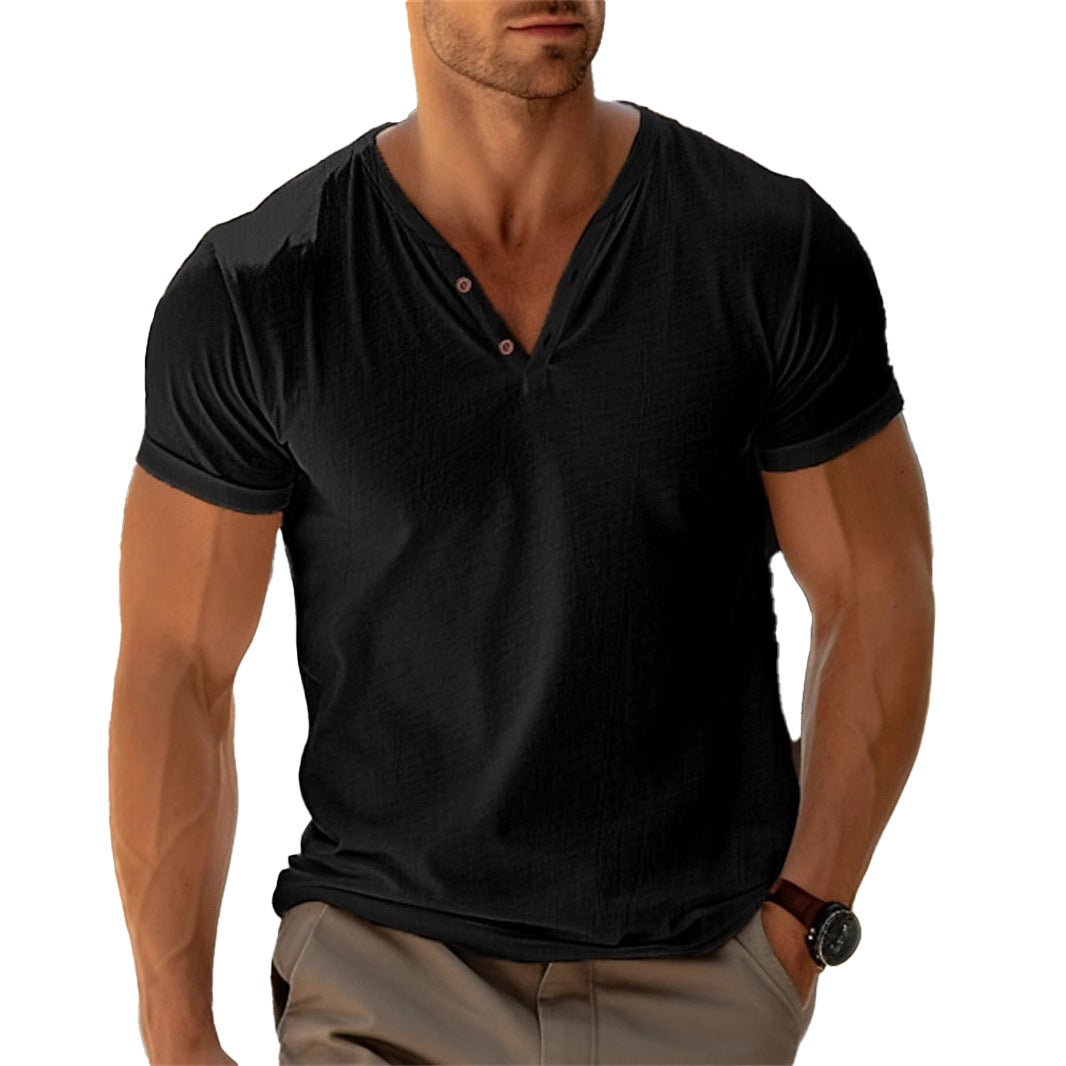 Herren lässiges Henley-T-Shirt mit Knopfleiste und atmungsaktivem Stoff Nord Taschen