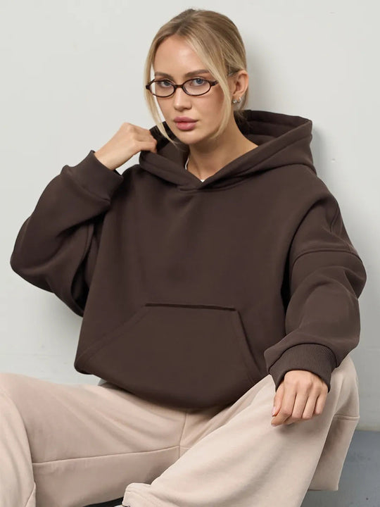 Damen lässiger Oversize-Hoodie mit Kängurutasche und weichem Innenfutter - Vittorelli