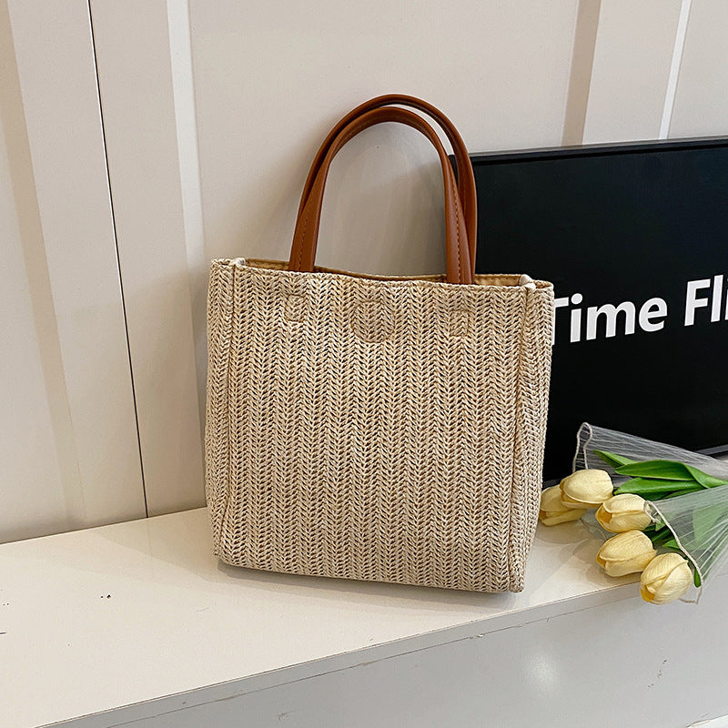 Damen elegante Basttasche mit handgefertigten Details Nord Taschen