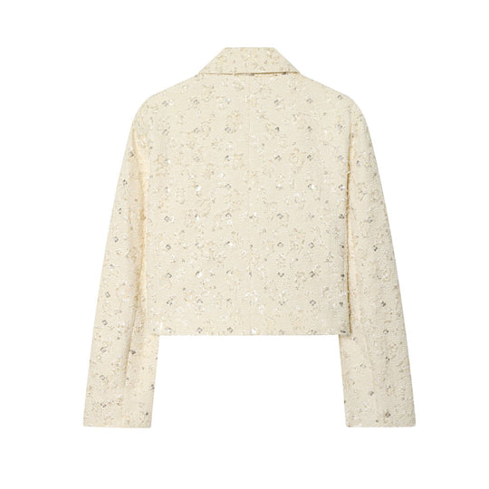 Damen Kurzer Bouclé-Blazer mit Paillettenbesatz und Reverskragen Nord Taschen