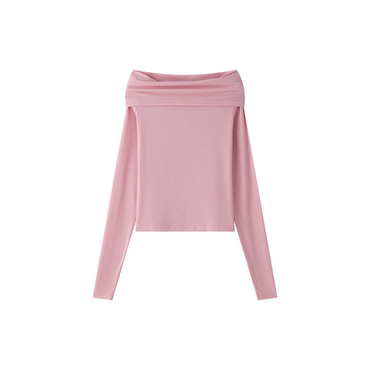 Damen Off-Shoulder figurbetontes Langarm-Shirt aus Stretch‑Jersey Nord Taschen