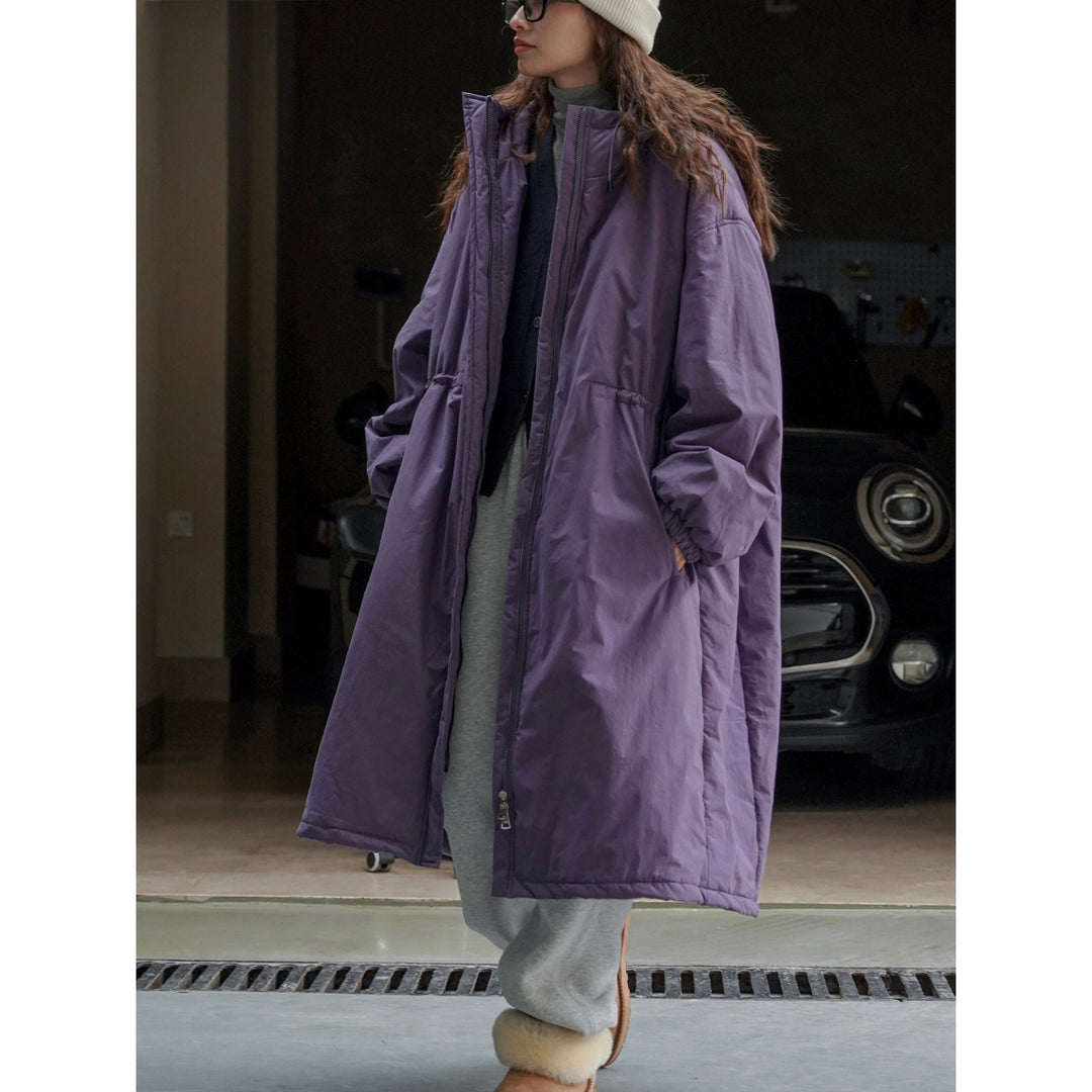 Damen Übergroßer wattierter Longparka mit Tunnelzug und Stehkragen Nord Taschen