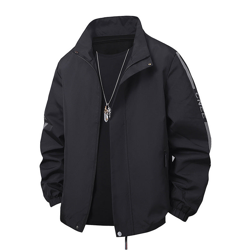 Herren Minimalistische technische Freizeitjacke mit hohem Kragen, verdecktem Reißverschluss und elastischen Bündchen Nord Taschen