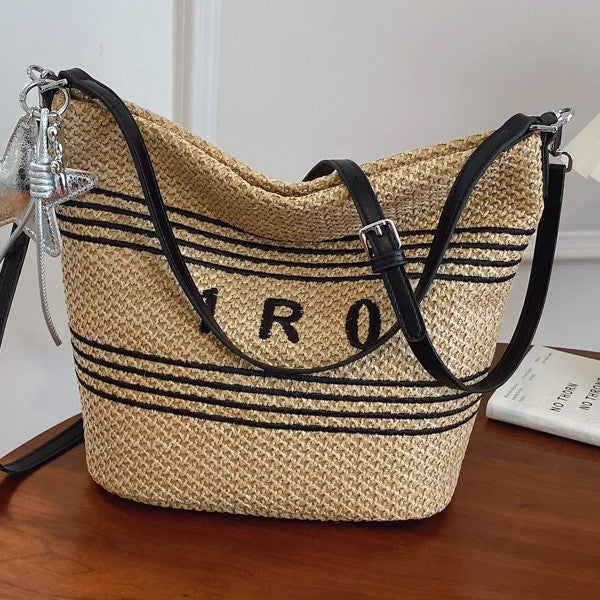Damen modische Strandtasche aus hochwertigem Strohgewebe Nord Taschen