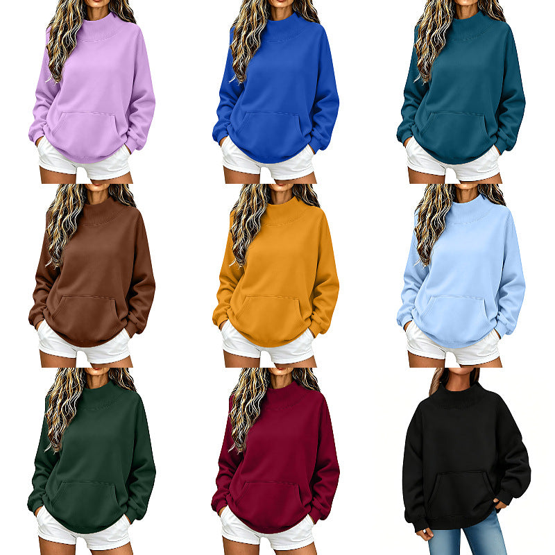 Damen Oversize Hoodie mit hohem Rollkragen und Kängurutasche Nord Taschen