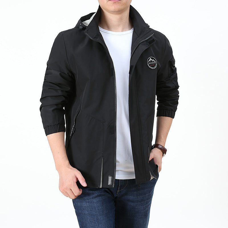 Herren Leichter Kapuzen-Softshellblouson im Urban-Outdoor-Stil mit Ärmeltasche und elastischen Bündchen Nord Taschen