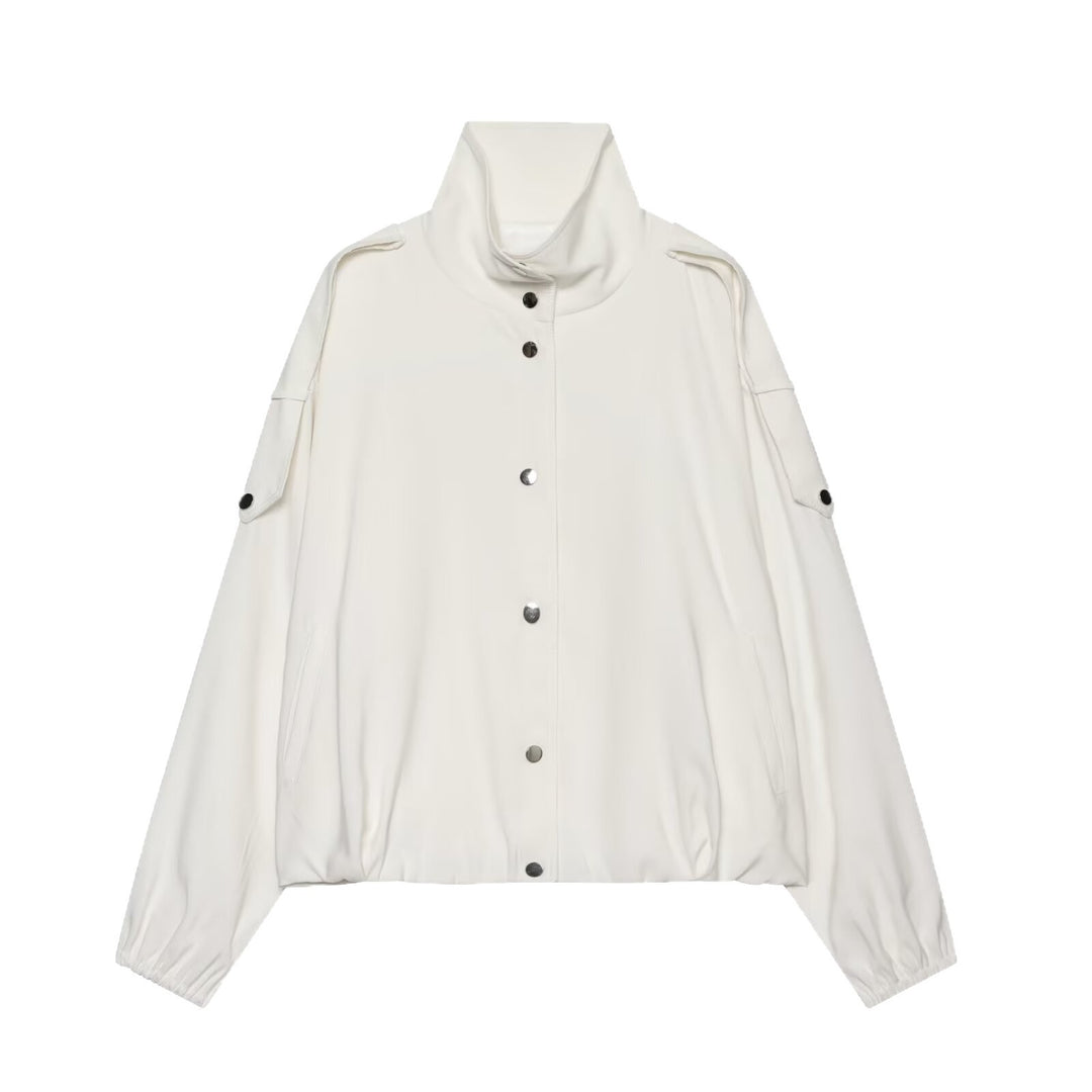 Damen Leichte Cropped-Windjacke im Boxy‑Schnitt mit hohem Funnelkragen und Ärmel-Pattentaschen Nord Taschen
