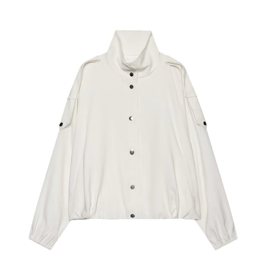 Damen Leichte Cropped-Windjacke im Boxy‑Schnitt mit hohem Funnelkragen und Ärmel-Pattentaschen Nord Taschen