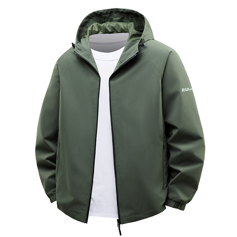 Herren  leichte wasserabweisende Kapuzen-Shell-Jacke mit atmungsaktivem Mesh-Futter Nord Taschen