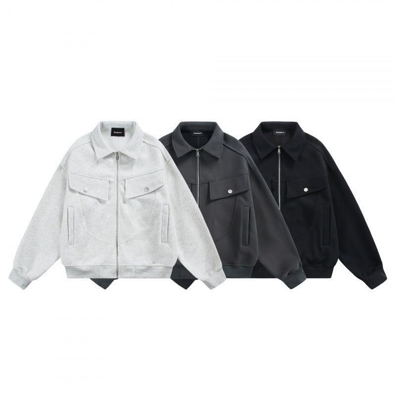 Unisex Zip-Sweatjacke mit aufgesetzten Brustklappen und geripptem Saum Nord Taschen