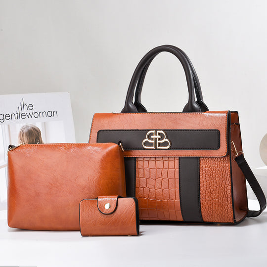 Damen elegante Handtasche im Set mit abnehmbarer Clutch und Portemonnaie Nord Taschen