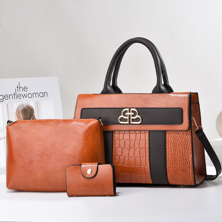 Damen elegante Handtasche im Set mit abnehmbarer Clutch und Portemonnaie Nord Taschen
