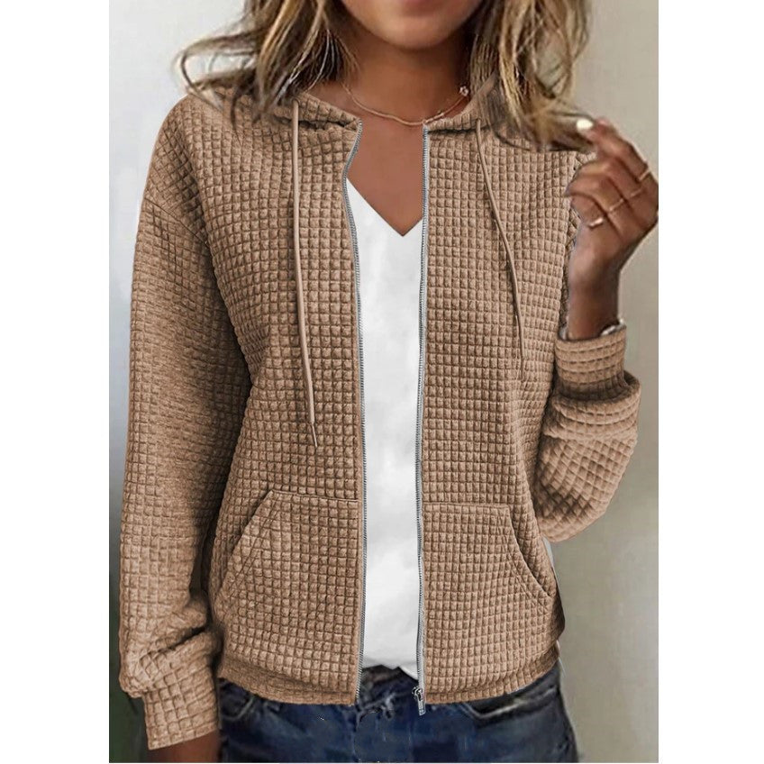 Damen Fleecejacke mit Strukturiertem Waffelmuster