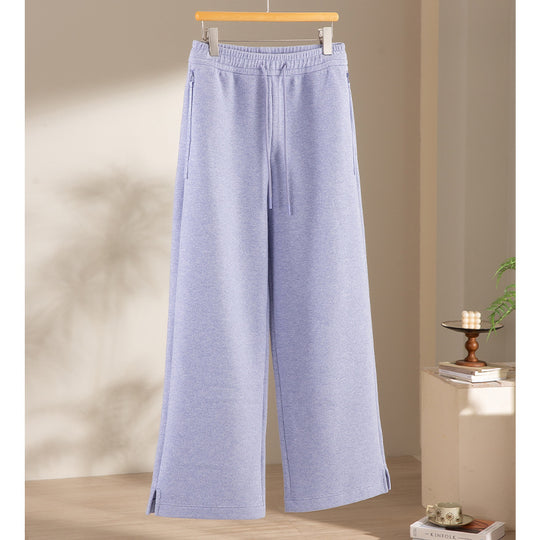 Damen weite French‑Terry Lounge-Sweatpant mit hohem Bund, Kordelzug und seitlichen Schlitzen Nord Taschen