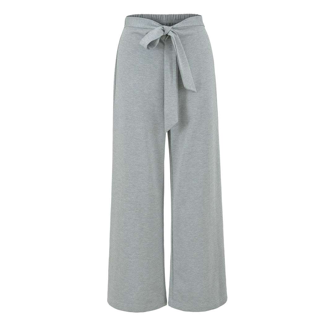 Damen Hochtaillierte Culotte-Hose mit weitem Bein und Bindegürtel Nord Taschen
