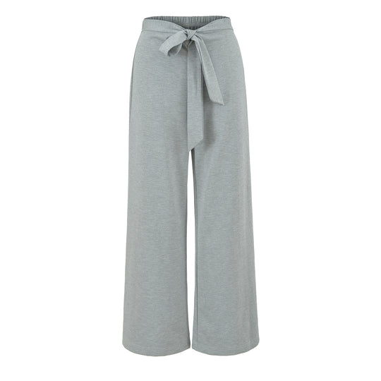Damen Hochtaillierte Culotte-Hose mit weitem Bein und Bindegürtel Nord Taschen
