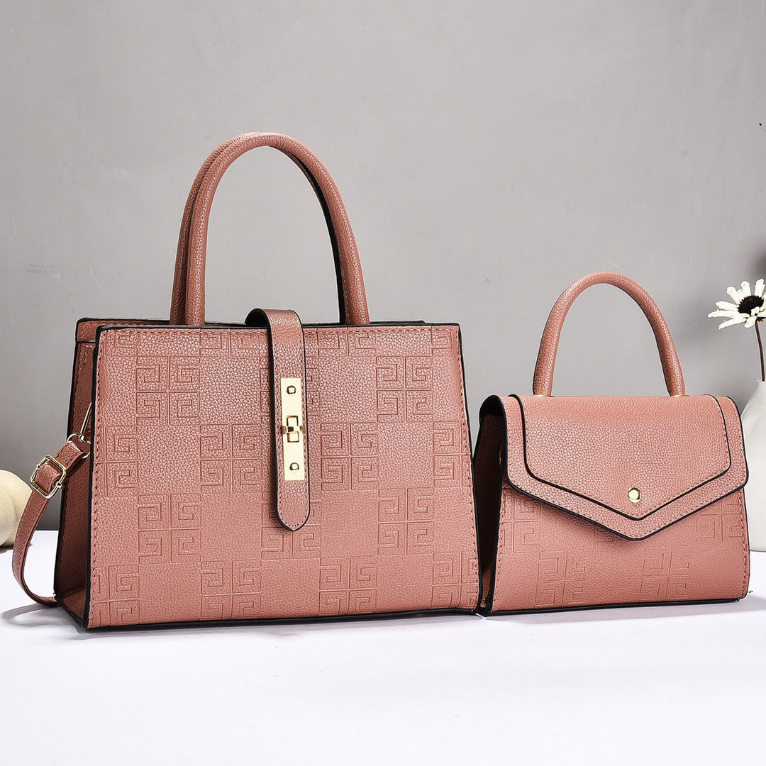 Damen Handtaschen-Set mit edler Prägung und abnehmbarer Clutch Nord Taschen