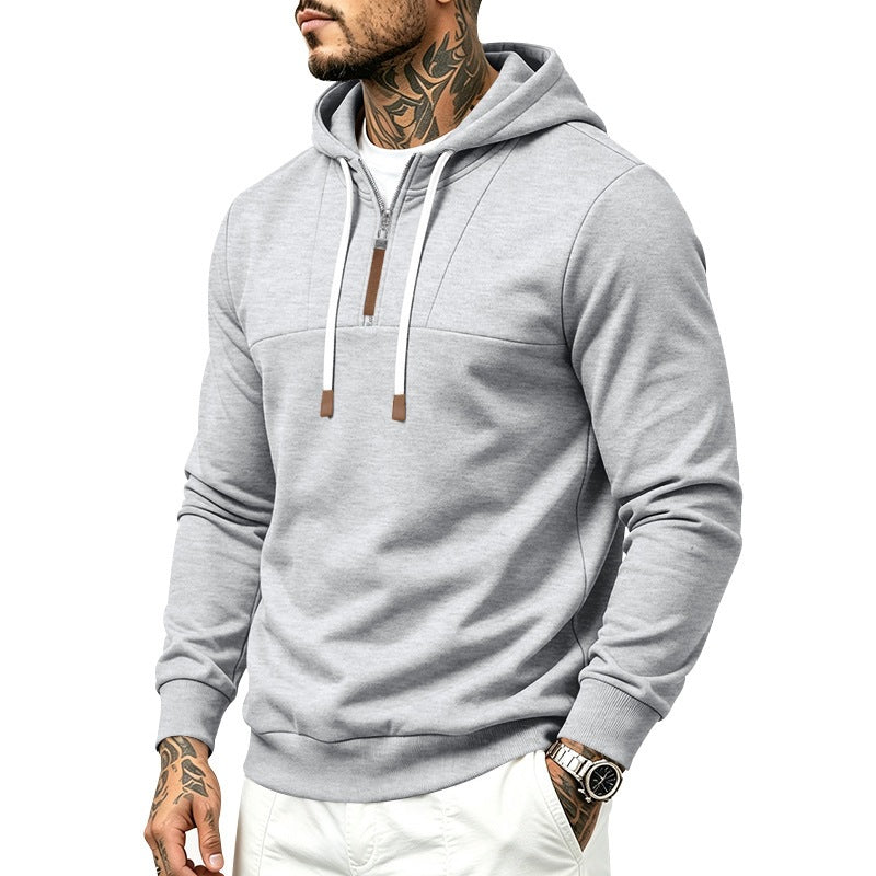 Herren Moderner Halbzip-Hoodie aus French Terry mit Zierriegel und Kordelzug Nord Taschen