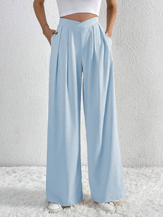 Damen hohe Bund Culotte-Hose mit Faltenlegung und weitem Bein Nord Taschen